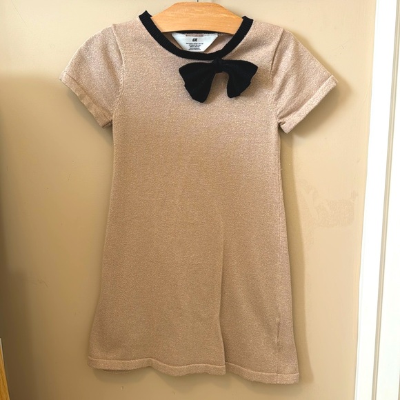 Glittery Gold Dress with Black Bow - Picture 4 of 6